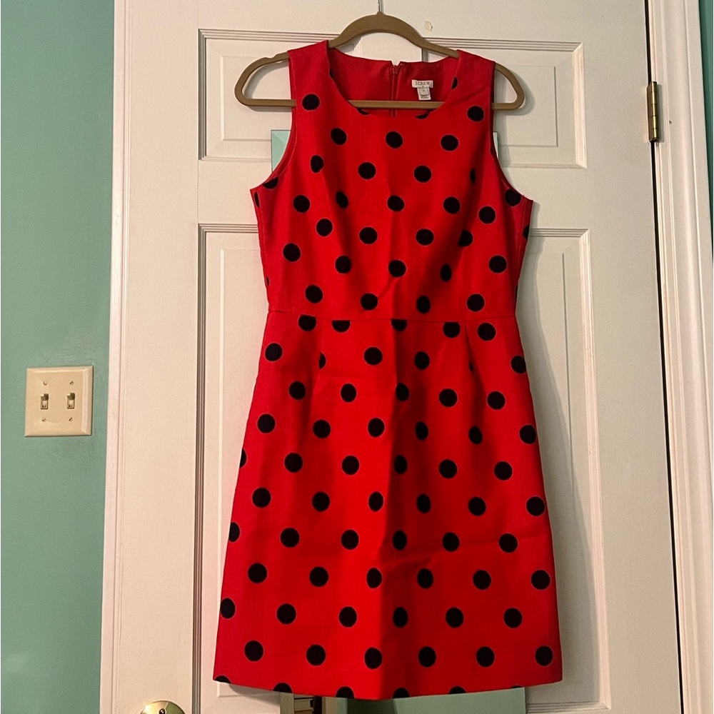 J Crew red polka dot dress size 8